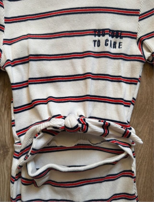 Vestido blanco con rayas XS