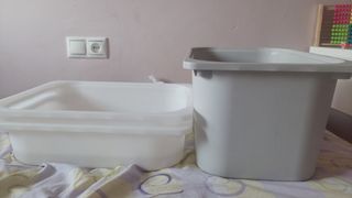 3 scatole di plastica Ikea Trofast