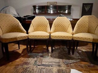 Poltroncine vintage in legno tessuto 