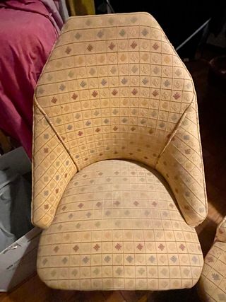 Poltroncine vintage in legno tessuto 