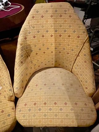 Poltroncine vintage in legno tessuto 