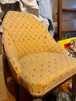 Poltroncine vintage in legno tessuto 