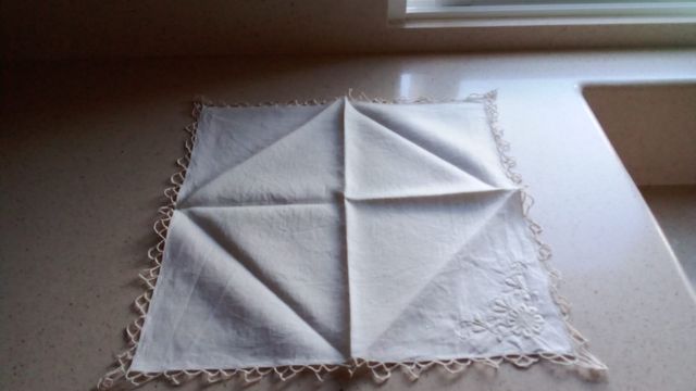 Mantel antiguo de algodón y lino, artesanal