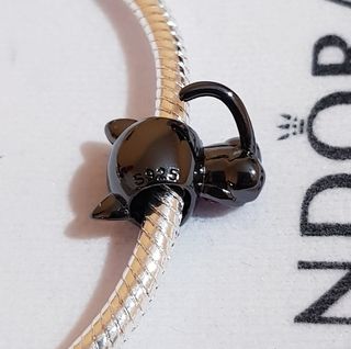 Charm Pandora Gato Negro de plata de ley 