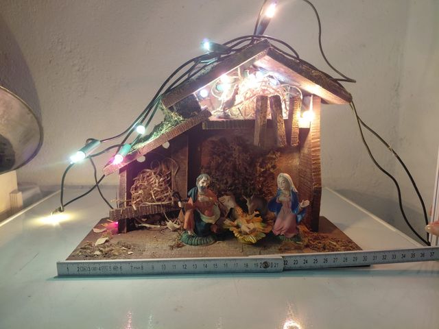 Presepe Natale in legno - luci