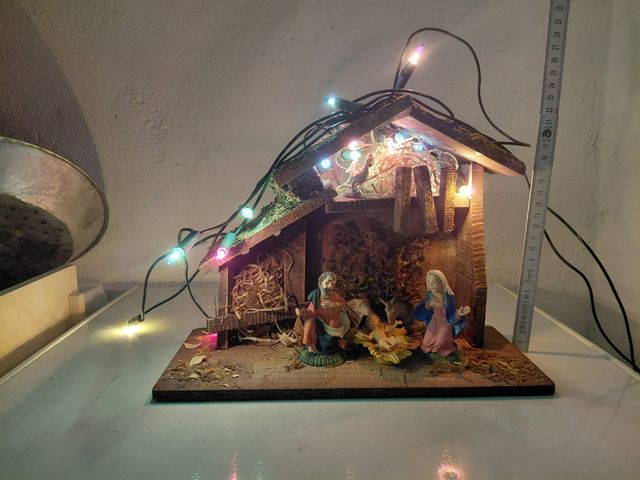 Presepe Natale in legno - luci