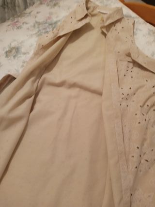 Vestido beige verano - bordado, cinto