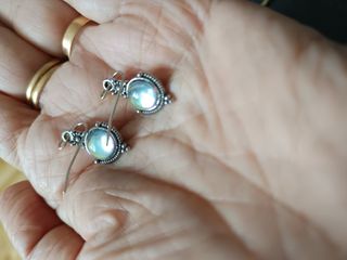 Pendientes Plata - Abalorios blancos