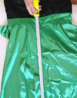 Vestido largo encaje negro-verde