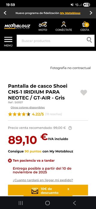Shoei GT-Air pantalla solar
