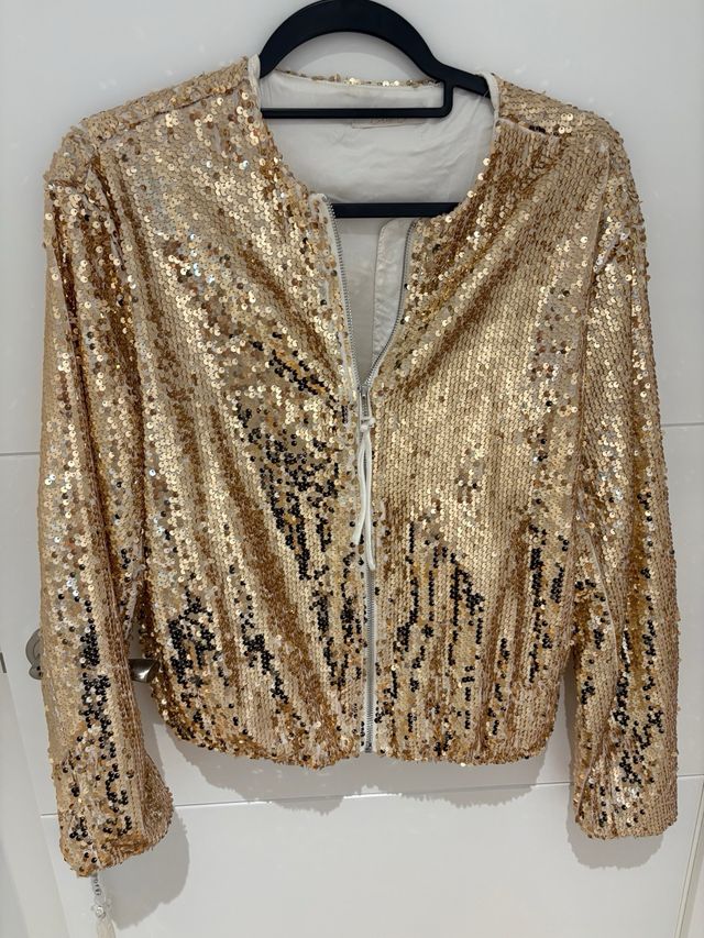 Chaquetilla dorada lentejuelas