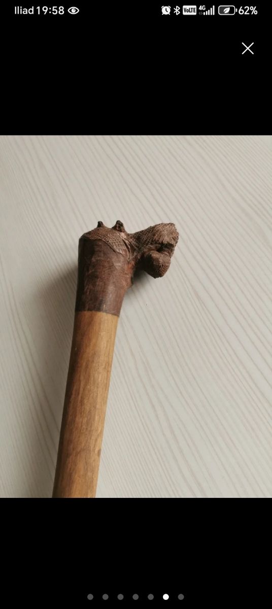 Bastone africano testa ippopotamo 