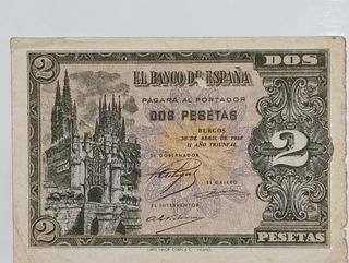 Billete 2 pesetas Abril 1938
