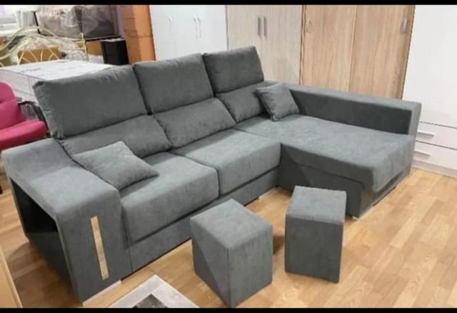 Sofá chaise longue gris