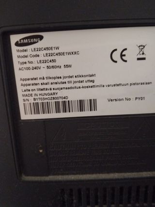 Tv Samsung modelo LE22c450E1W
