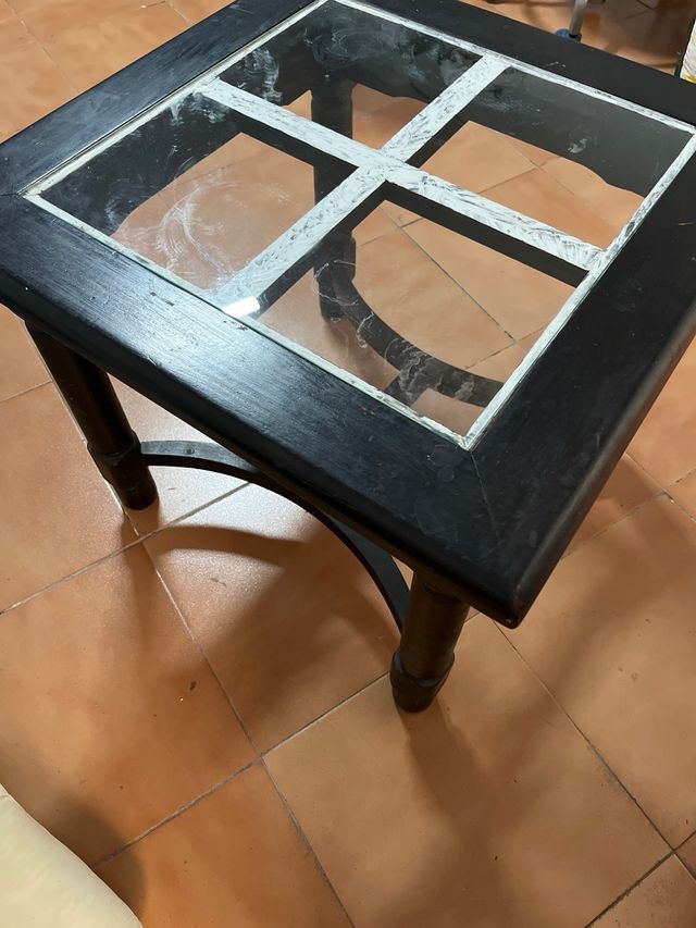 Mesita centro negra con cristal