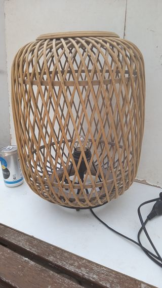 Lámpara sobremesa mimbre vintage chillaout rustica
