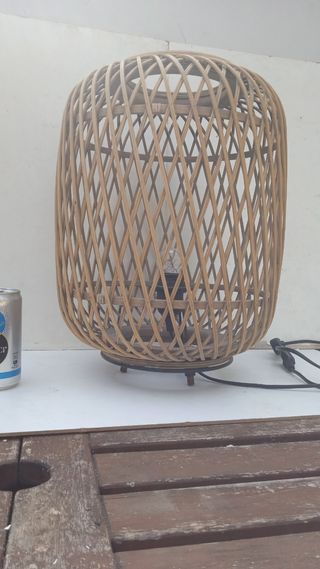 Lámpara sobremesa mimbre vintage chillaout rustica