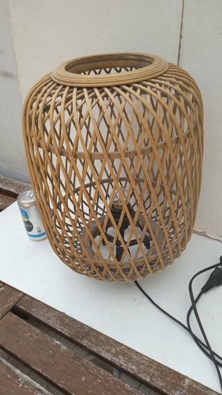Lámpara sobremesa mimbre vintage chillaout rustica