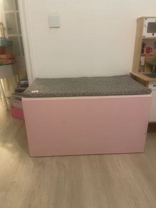 Baul infantil rosa y gris