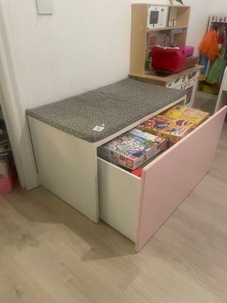 Baul infantil rosa y gris