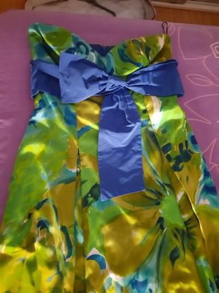 Vestido estampado flores - Azul y Verde
