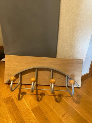Perchero Pared 4 Ganchos - Madera Metal