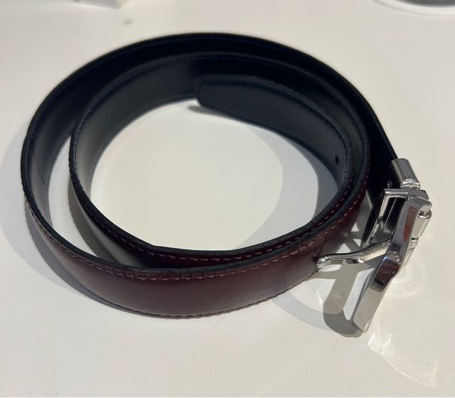 Cinturón reversible piel marrón-azul 90cm