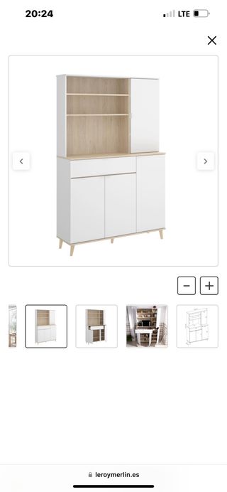 Aparador Shaw blanco y roble 119x188x40. 