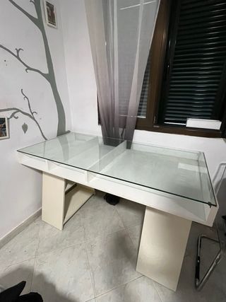 Escritorio cristal blanco