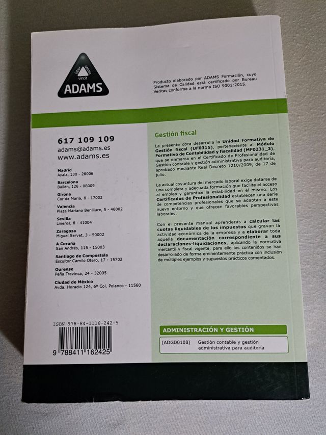 Gestión fiscal (UF0315). Certificado de Profesionalidad de Gestión contable y gestión administrativa para auditoría.