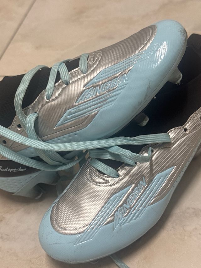 Botas fútbol niño/a talla 35 - Azul/Plata