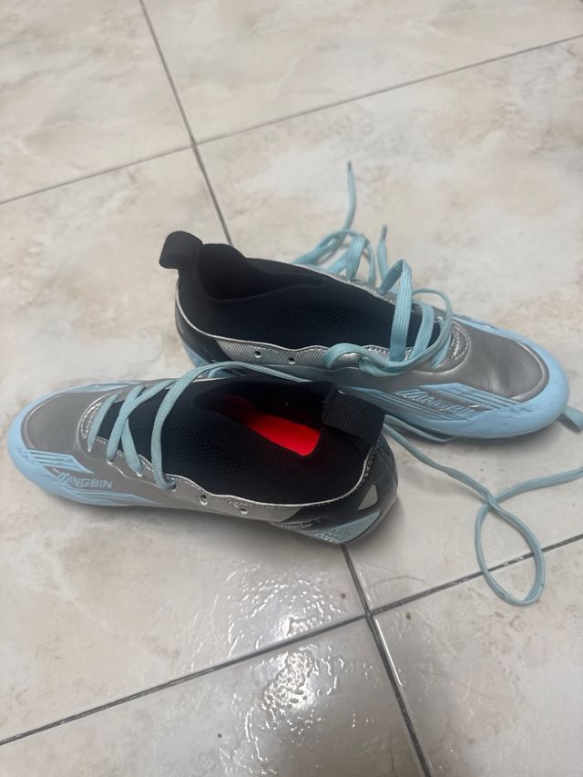 Botas fútbol niño/a talla 35 - Azul/Plata