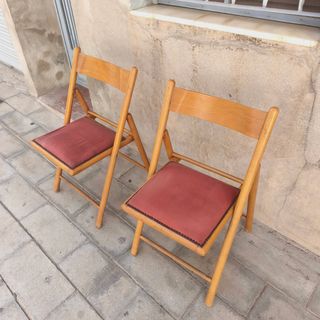 Sillas plegables antiguas Mid Century de madera