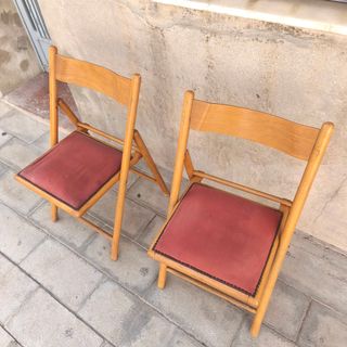 Sillas plegables antiguas Mid Century de madera