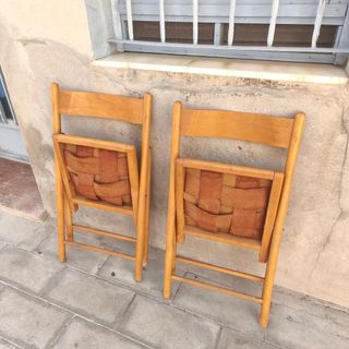 Sillas plegables antiguas Mid Century de madera
