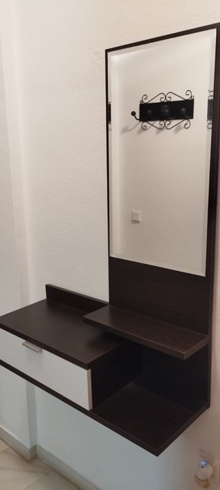Mueble espejo entrada - marrón/blanco