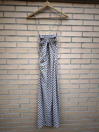 Vestido cuadros marrón-blanco