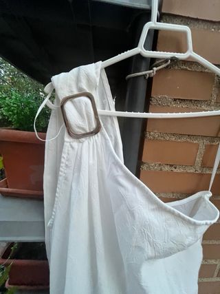 Vestido blanco asimétrico largo 