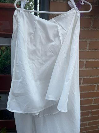 Vestido blanco asimétrico largo 