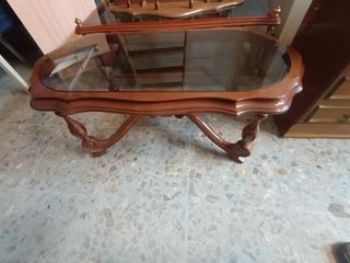 Mesa centro madera cristal