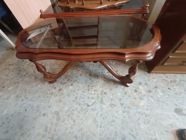 Mesa centro madera cristal