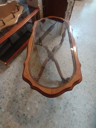 Mesa centro madera cristal