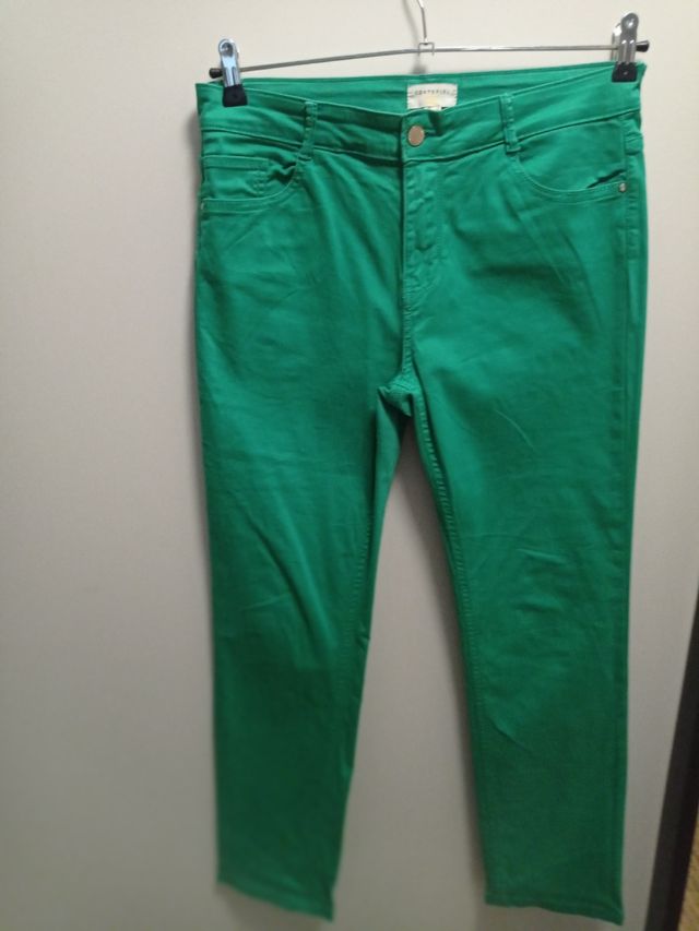 Pantalones Cortefiel - Verde - Talla 40