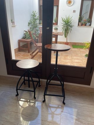2 Taburetes industriales sheesham-metal