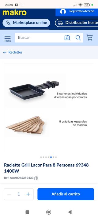Raclette Grill Lacor 8 Personas
