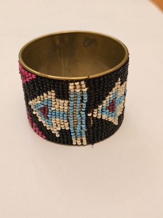 Pulsera metal | Piedras | Negra, Rosa