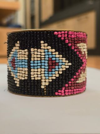 Pulsera metal | Piedras | Negra, Rosa