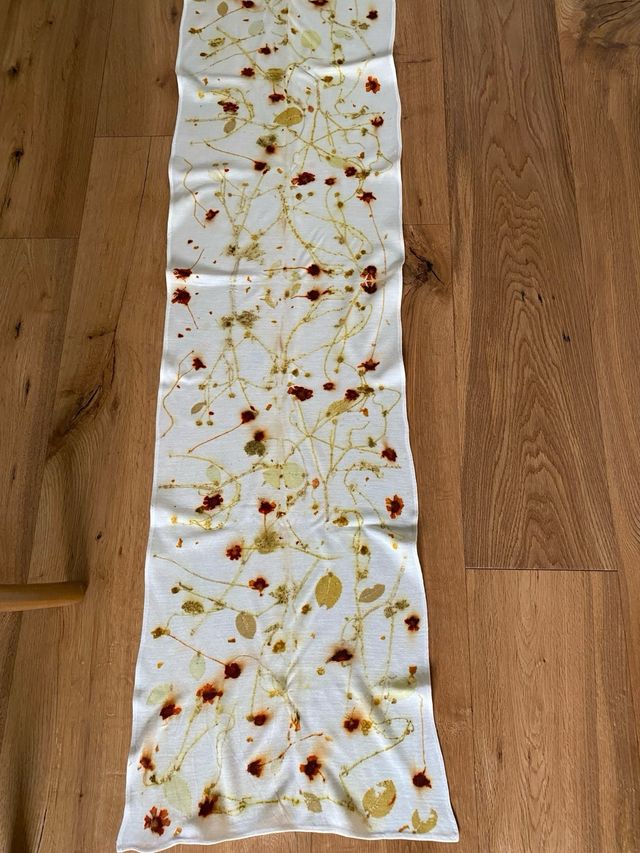 Sciarpa Ecoprint in maglina di lana 