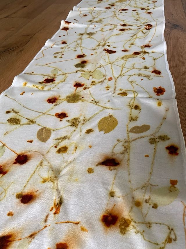 Sciarpa Ecoprint in maglina di lana 